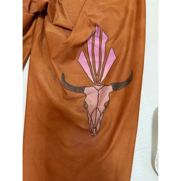 EUC Teeki brown leggings w design sz S yoga activewear - Picture 5 of 6